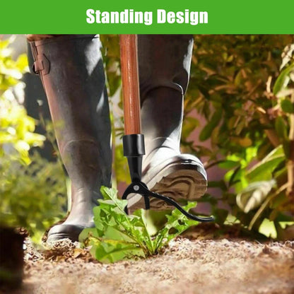 Stand Up Weed Puller 4-Claw Garden Root Remover - Heavy Duty Outdoor Lawn Weeder Tool, Rust-Proof High Aluminum, No Bending Weeding for Garden Backyard, 1-Pack