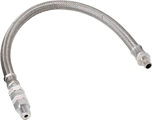 Stainless Steel Air Compressor Braided Leader Hose with Check Valve 1/8" NPT Male to 1/4" NPT Male 14inch Chrome VXA7331