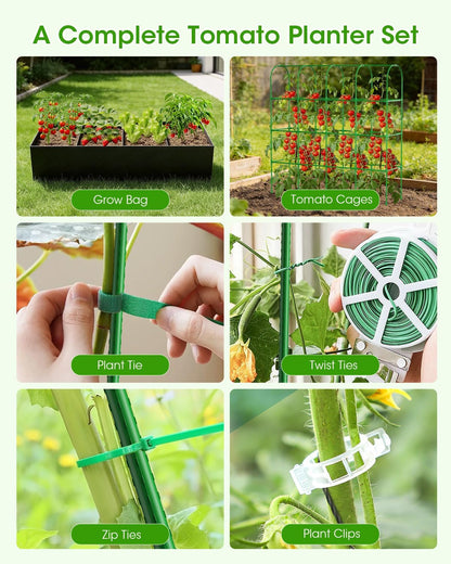 Cucumber Trellis with for Climbing Plants, Garden Trellis with Grow Bags, Metal Plant Trellis with Garden Netting for Vegetables Flowers Fruits (U-4 Arches)