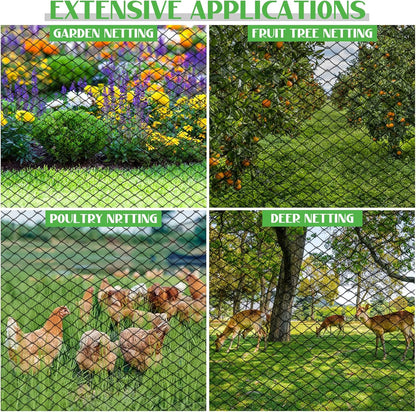 25x25FT Bird Netting for Garden,Heavy Duty Bird Netting for Chicken Coop with Ties and Staples for Vegetable, Fruit Trees,Plants, Lasting Against Birds Deer Squirrels and Poultry (Black)