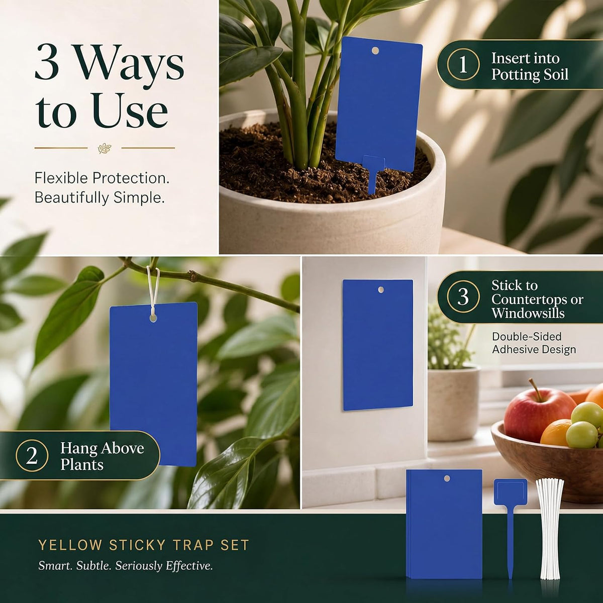Qualirey 50 Pcs 6 x 8 in Yellow Sticky Traps for Gnats Plant Insect Trap