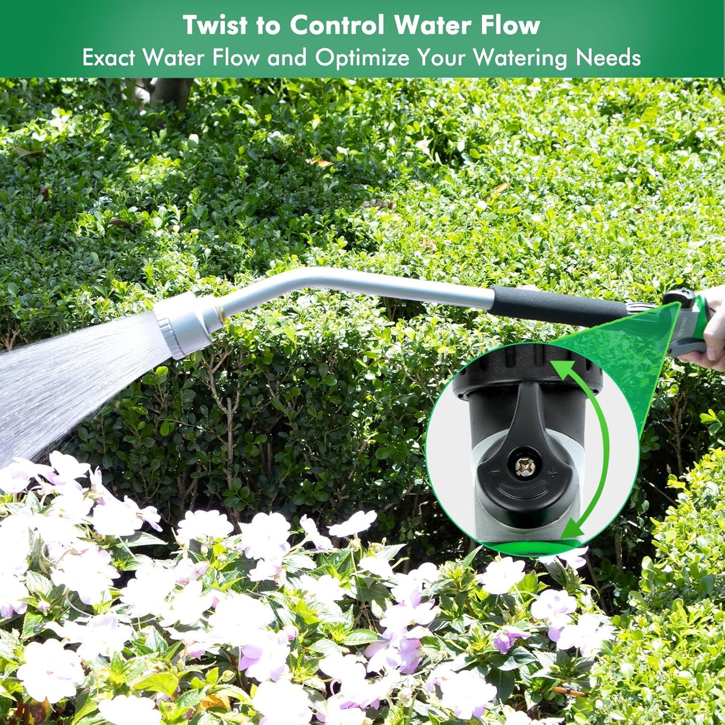 24 Inches Long Watering Wand for Garden Hose, Full Shower Spray Wand