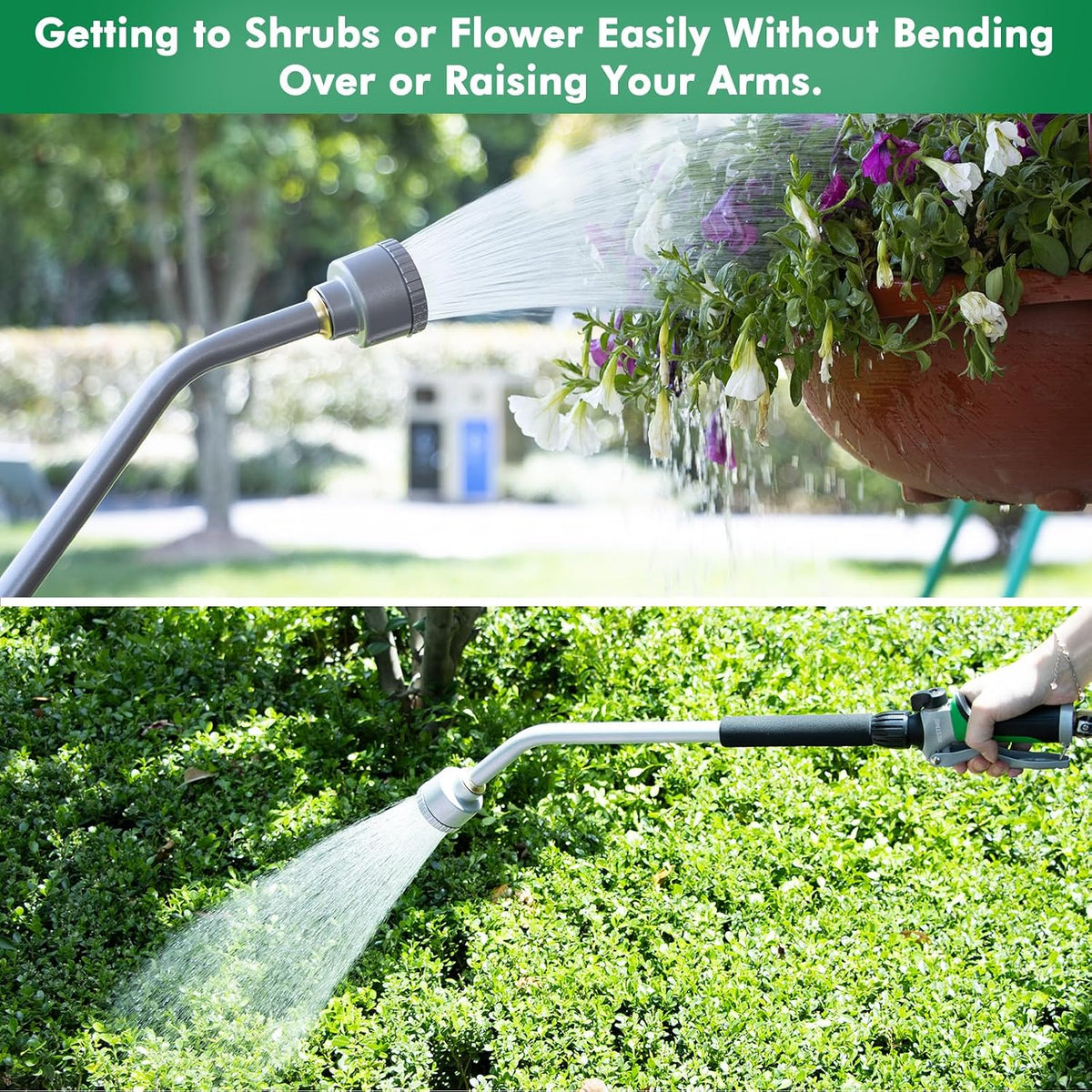 24 Inches Long Watering Wand for Garden Hose, Full Shower Spray Wand