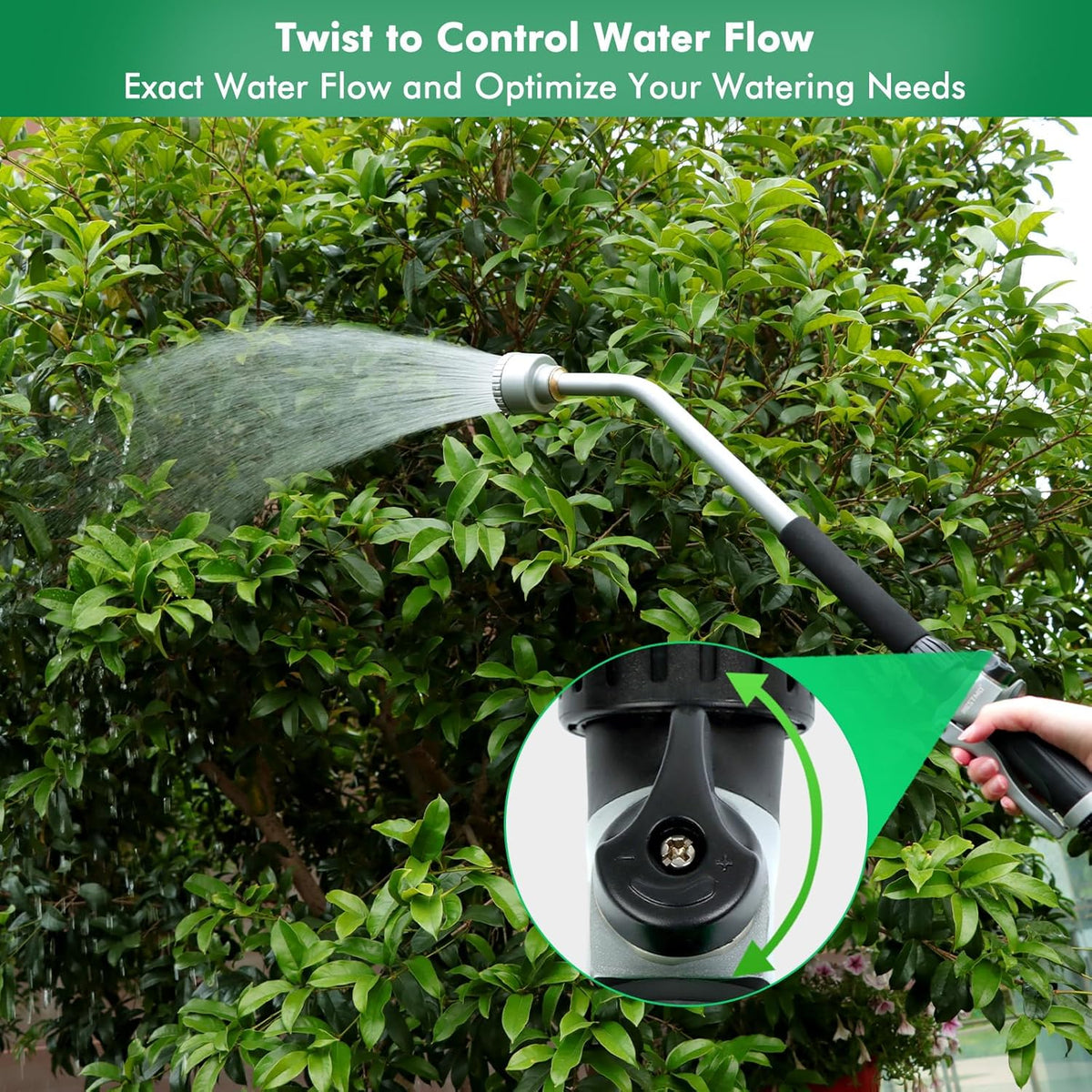 24 Inches Long Watering Wand for Garden Hose, Full Shower Spray Wand