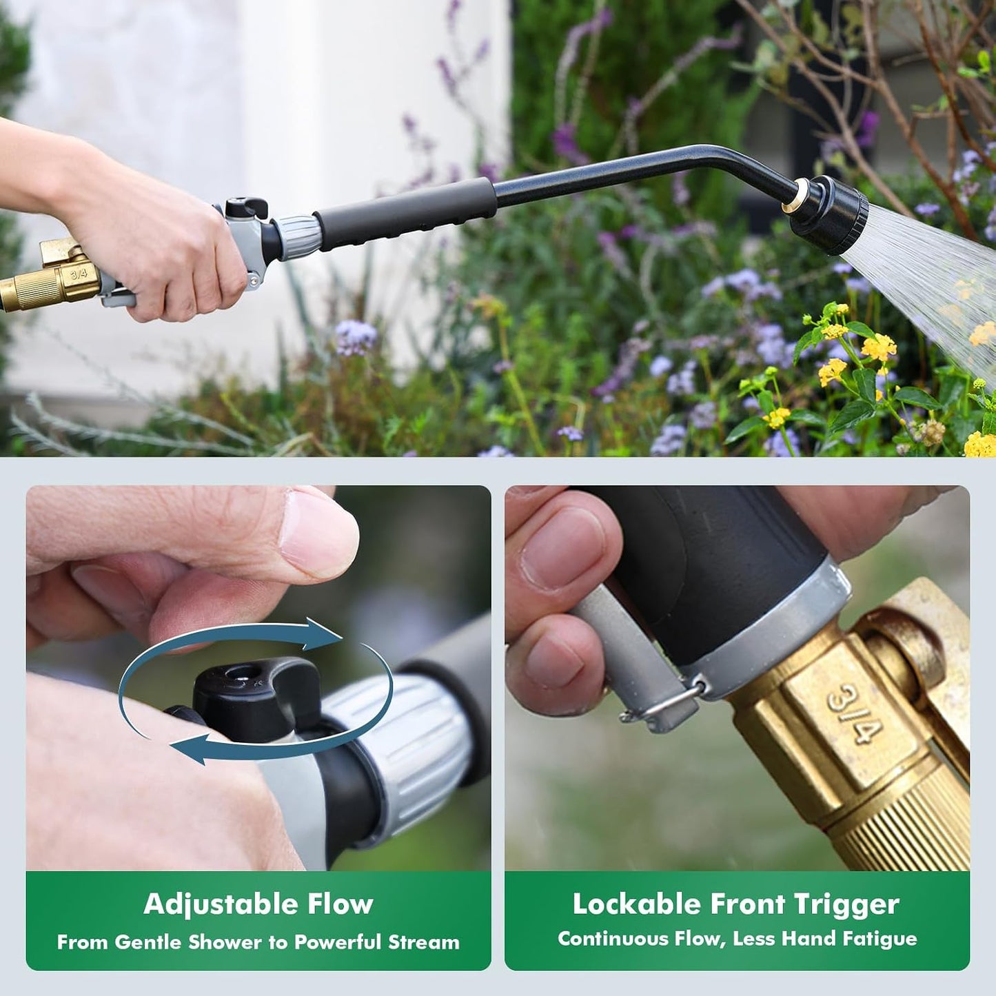 24 Inches Long Watering Wand for Garden Hose, Full Shower Spray Wand