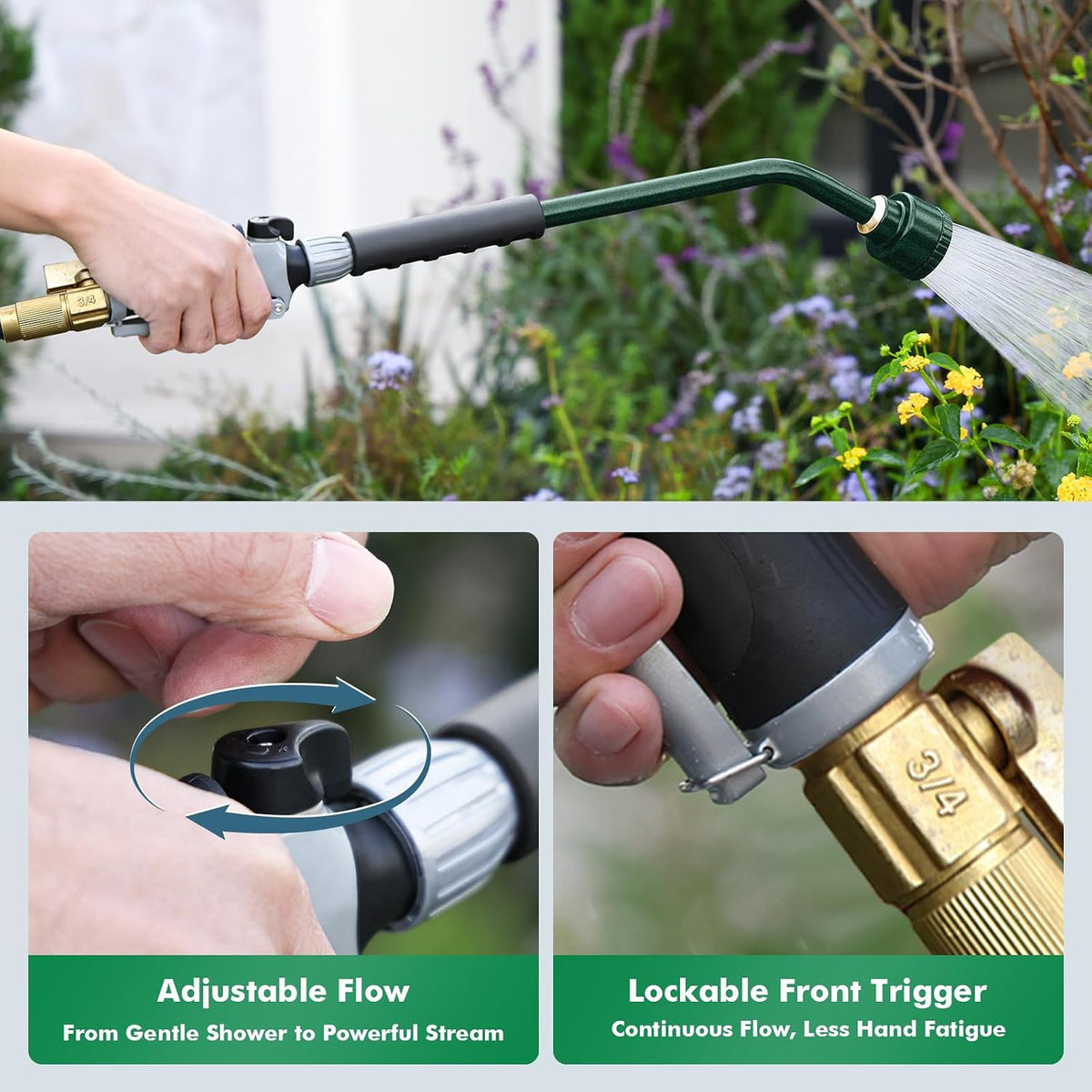 24 Inches Long Watering Wand for Garden Hose, Full Shower Spray Wand