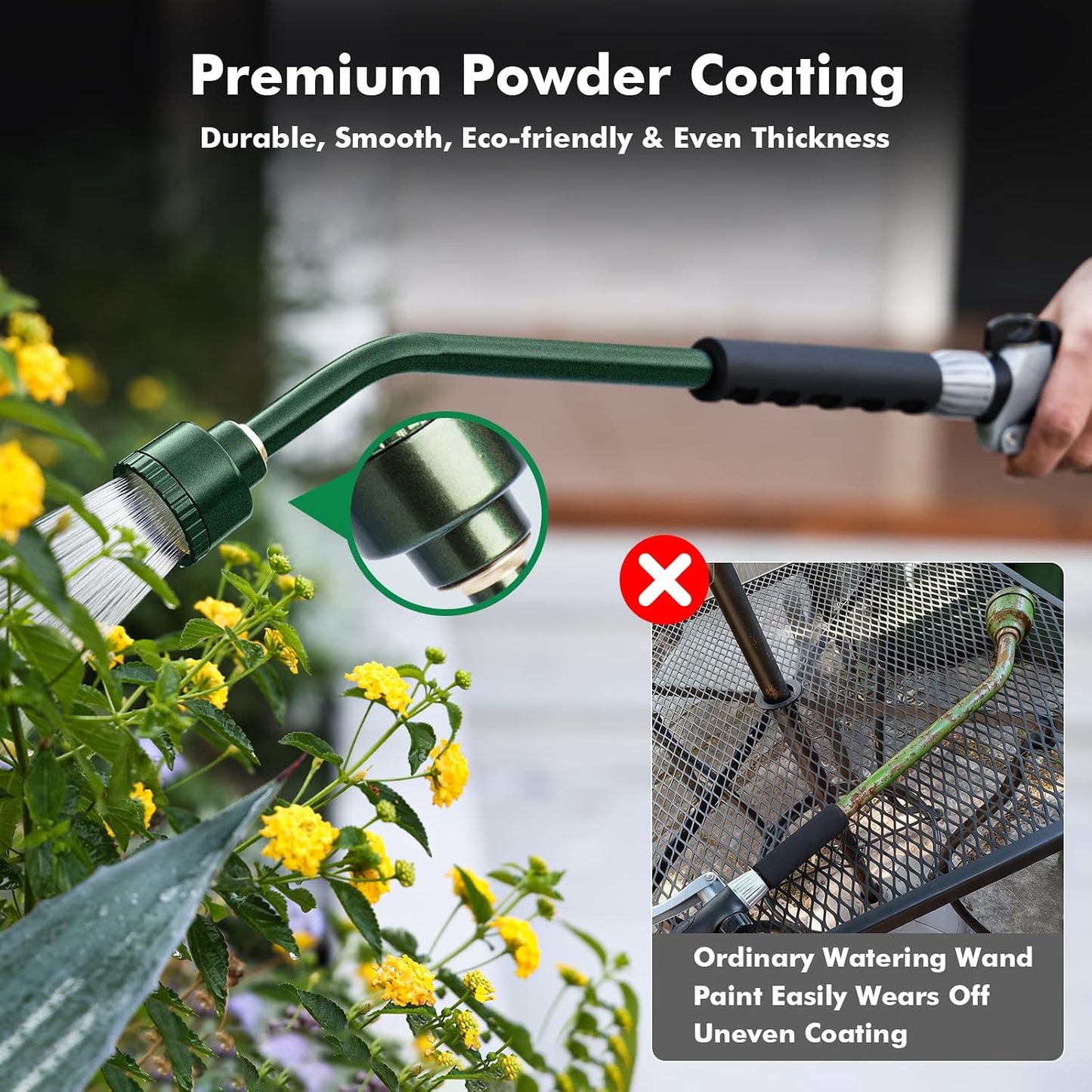 24 Inches Long Watering Wand for Garden Hose, Full Shower Spray Wand