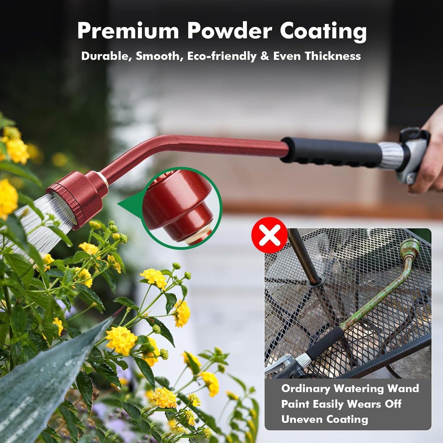 24 Inches Long Watering Wand for Garden Hose, Full Shower Spray Wand