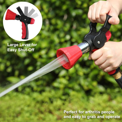 Fireman Style Garden Hose Nozzle Heavy Duty Metal, 8 Spray Patterns