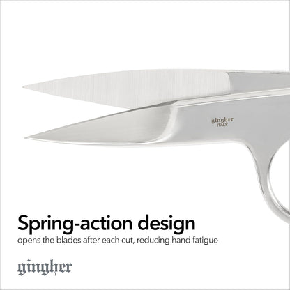 4.5" Spring-Action Knife-Edge Thread Nippers, Stainless Steel Shears, Sharp Knife Edge Fabric Scissors with Protective Leather Sheath, Chrome Plated Nickel Finish