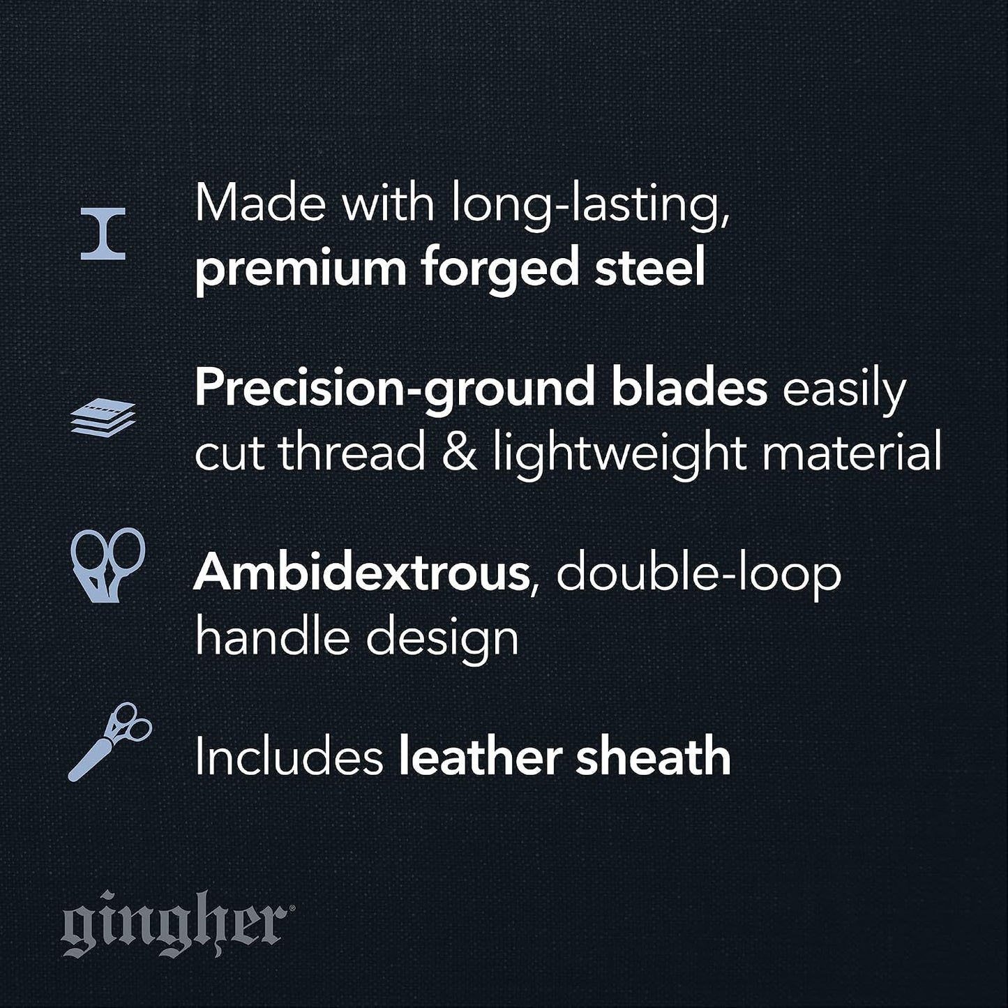 4.5" Spring-Action Knife-Edge Thread Nippers, Stainless Steel Shears, Sharp Knife Edge Fabric Scissors with Protective Leather Sheath, Chrome Plated Nickel Finish