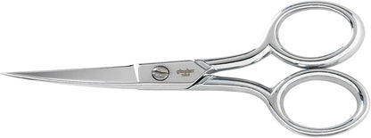 4.5" Spring-Action Knife-Edge Thread Nippers, Stainless Steel Shears, Sharp Knife Edge Fabric Scissors with Protective Leather Sheath, Chrome Plated Nickel Finish