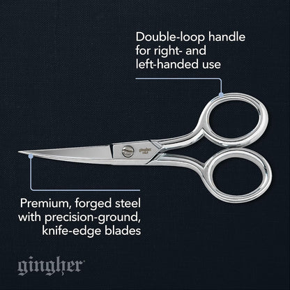 4.5" Spring-Action Knife-Edge Thread Nippers, Stainless Steel Shears, Sharp Knife Edge Fabric Scissors with Protective Leather Sheath, Chrome Plated Nickel Finish