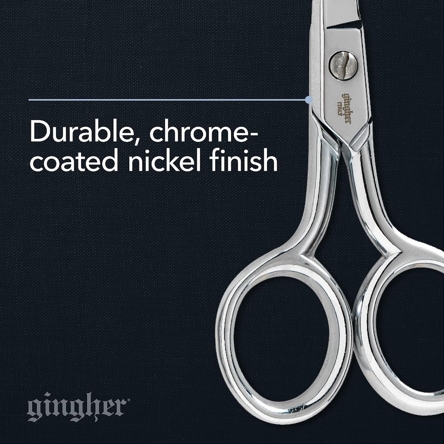 4.5" Spring-Action Knife-Edge Thread Nippers, Stainless Steel Shears, Sharp Knife Edge Fabric Scissors with Protective Leather Sheath, Chrome Plated Nickel Finish