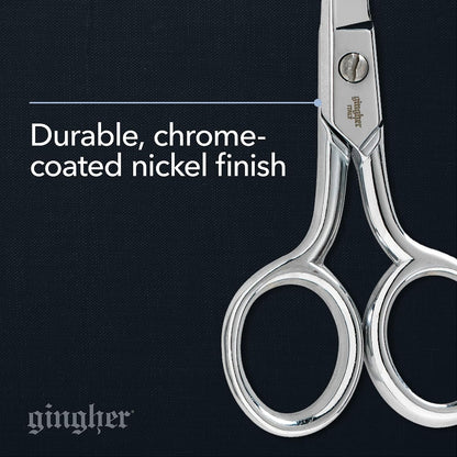 4.5" Spring-Action Knife-Edge Thread Nippers, Stainless Steel Shears, Sharp Knife Edge Fabric Scissors with Protective Leather Sheath, Chrome Plated Nickel Finish