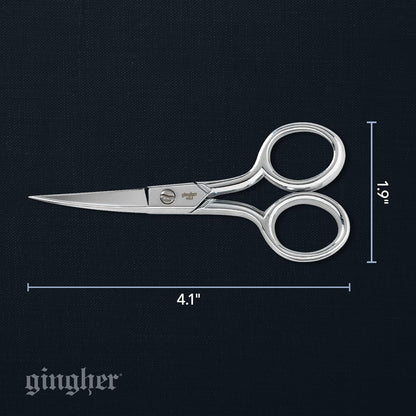 4.5" Spring-Action Knife-Edge Thread Nippers, Stainless Steel Shears, Sharp Knife Edge Fabric Scissors with Protective Leather Sheath, Chrome Plated Nickel Finish