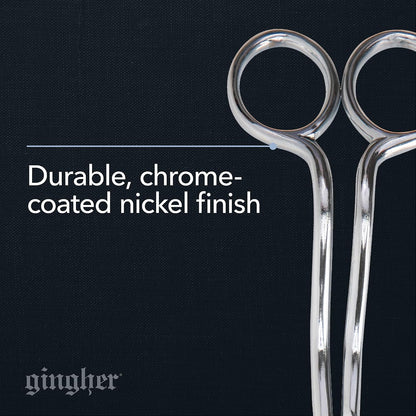 4.5" Spring-Action Knife-Edge Thread Nippers, Stainless Steel Shears, Sharp Knife Edge Fabric Scissors with Protective Leather Sheath, Chrome Plated Nickel Finish