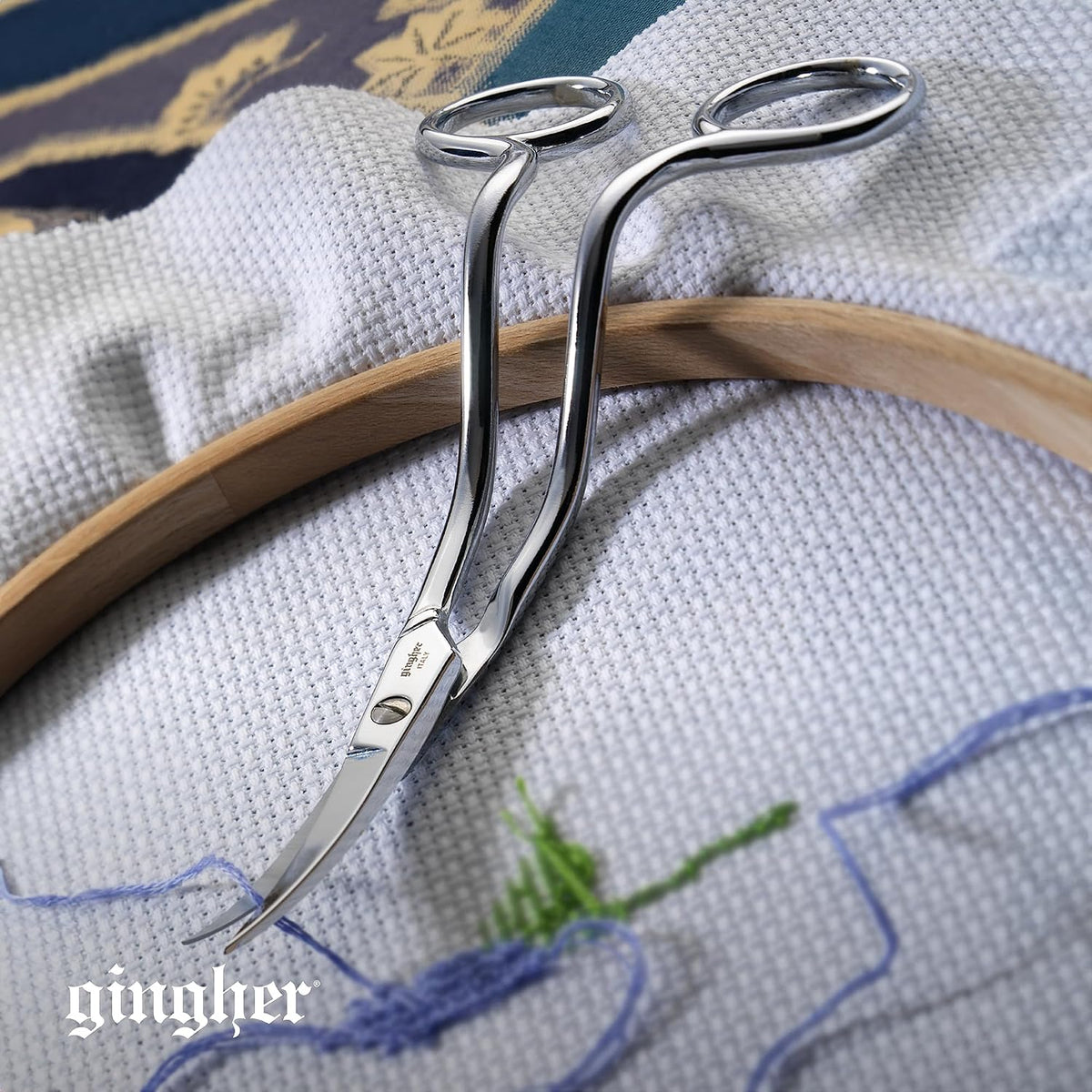 4.5" Spring-Action Knife-Edge Thread Nippers, Stainless Steel Shears, Sharp Knife Edge Fabric Scissors with Protective Leather Sheath, Chrome Plated Nickel Finish
