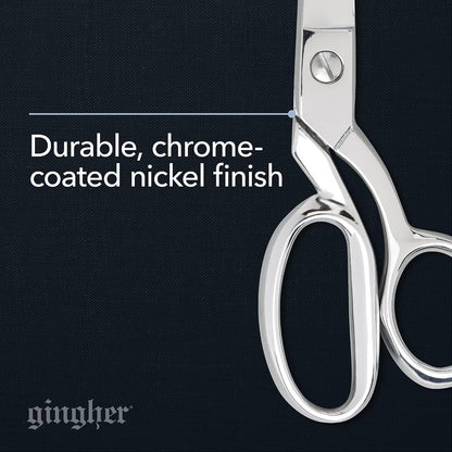 4.5" Spring-Action Knife-Edge Thread Nippers, Stainless Steel Shears, Sharp Knife Edge Fabric Scissors with Protective Leather Sheath, Chrome Plated Nickel Finish