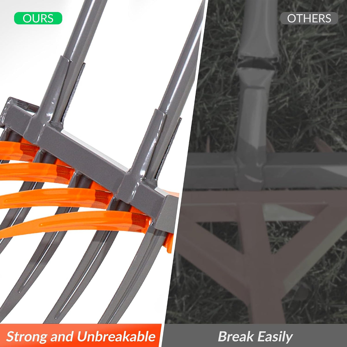 Broadfork Garden Tool, 9 Tines Heavy Duty Broad Fork Hand Tiller, 2-in-1 Garden Pitchfork with Ergonomic U-Shaped Handle, Spading Digging Fork for Gardening, Cultivating