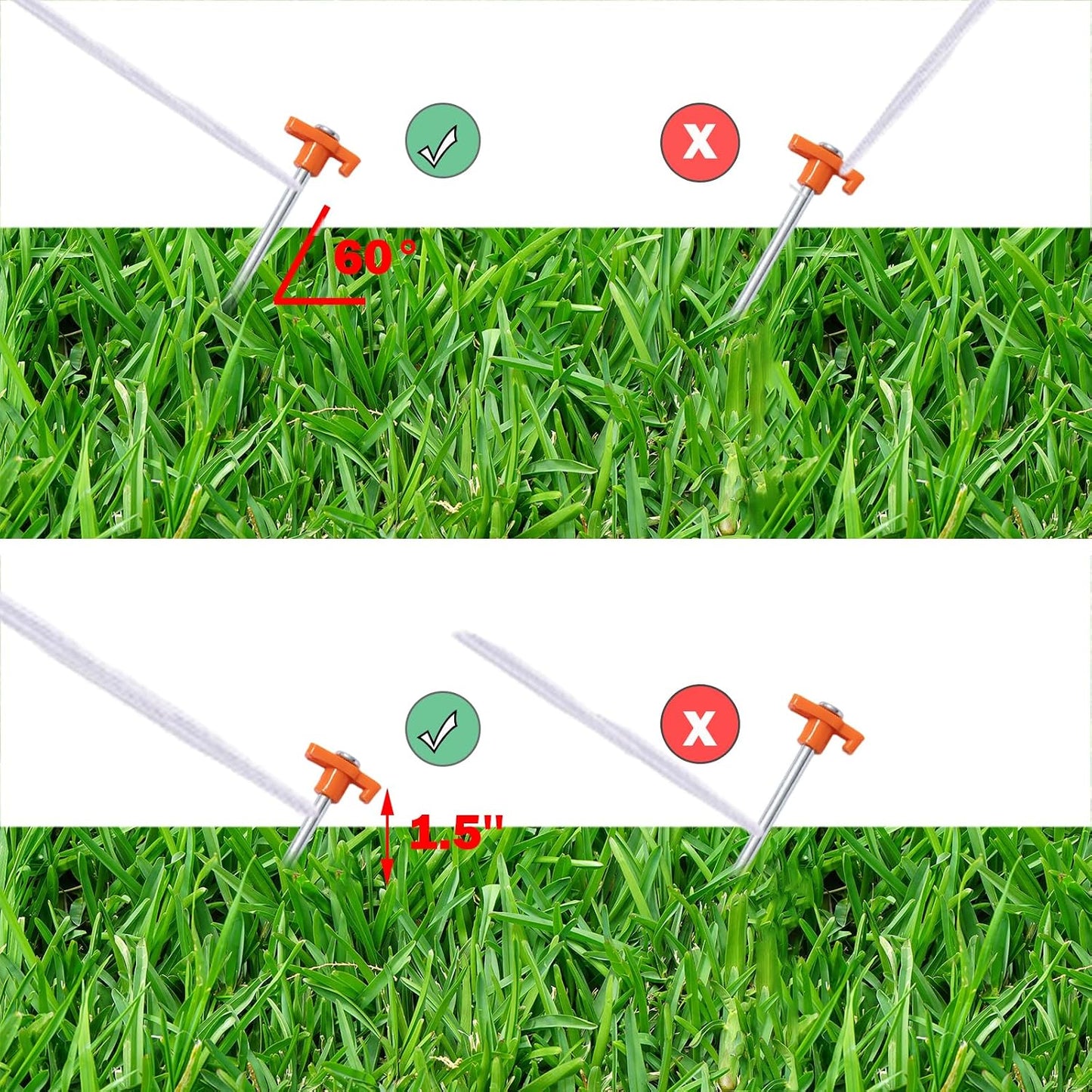 20 Pack Tent Stakes Heavy Duty, 9.75 Inch Yard Stakes Non-Rust Metal Tent Pegs Ground Stakes Tent Spikes for Camping Patio, Garden, Canopies, Grassland, Outdoor, Orange