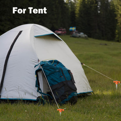 20 Pack Tent Stakes Heavy Duty, 9.75 Inch Yard Stakes Non-Rust Metal Tent Pegs Ground Stakes Tent Spikes for Camping Patio, Garden, Canopies, Grassland, Outdoor, Orange