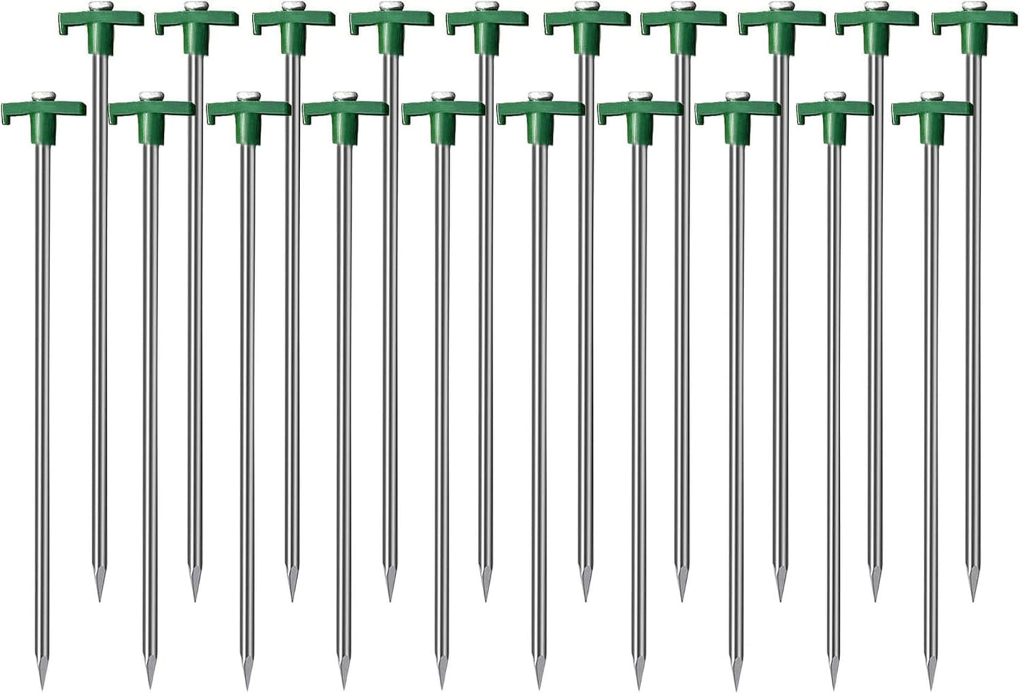 20 Pack Tent Stakes Heavy Duty, 9.75 Inch Yard Stakes Non-Rust Metal Tent Pegs Ground Stakes Tent Spikes for Camping Patio, Garden, Canopies, Grassland, Outdoor, Orange