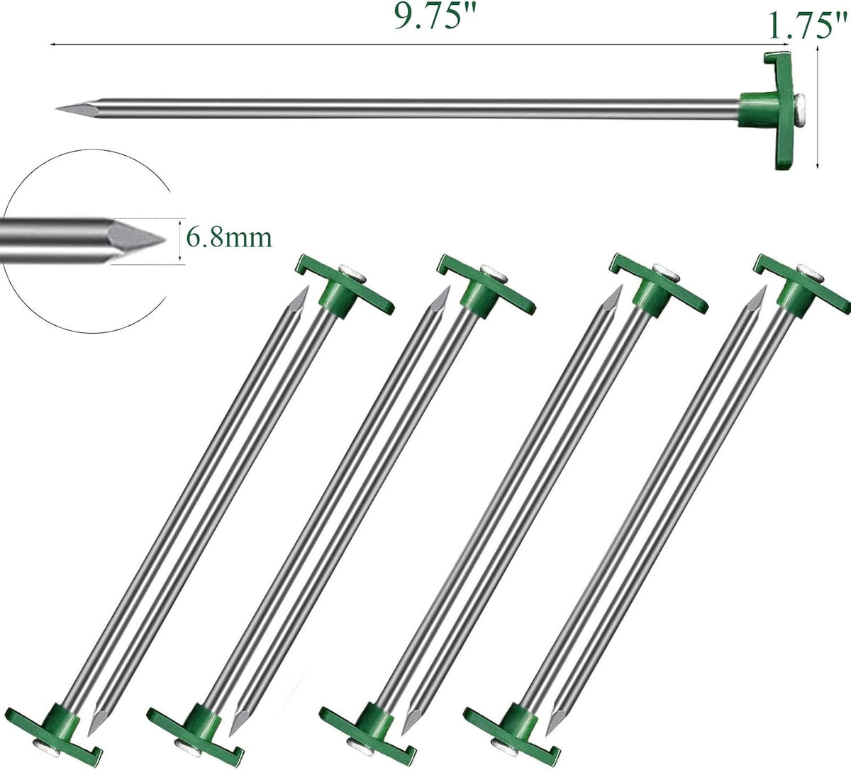 20 Pack Tent Stakes Heavy Duty, 9.75 Inch Yard Stakes Non-Rust Metal Tent Pegs Ground Stakes Tent Spikes for Camping Patio, Garden, Canopies, Grassland, Outdoor, Orange