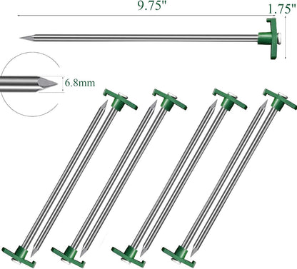 20 Pack Tent Stakes Heavy Duty, 9.75 Inch Yard Stakes Non-Rust Metal Tent Pegs Ground Stakes Tent Spikes for Camping Patio, Garden, Canopies, Grassland, Outdoor, Orange