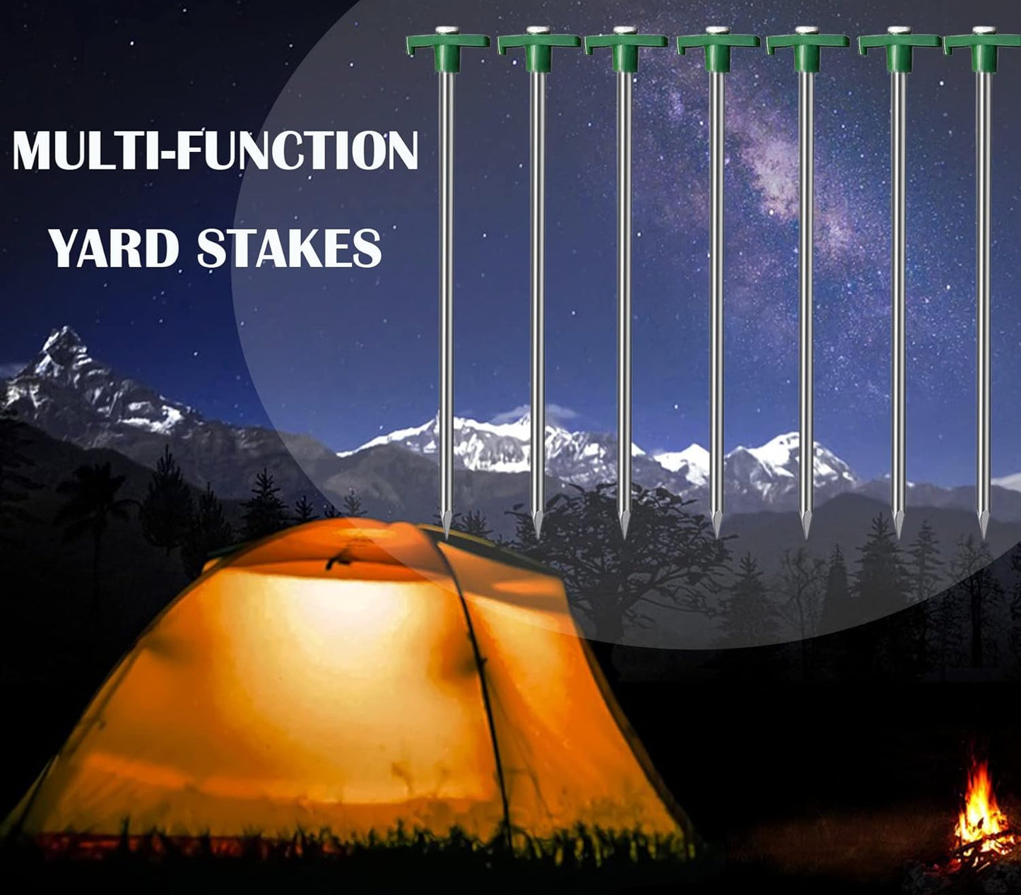 20 Pack Tent Stakes Heavy Duty, 9.75 Inch Yard Stakes Non-Rust Metal Tent Pegs Ground Stakes Tent Spikes for Camping Patio, Garden, Canopies, Grassland, Outdoor, Orange
