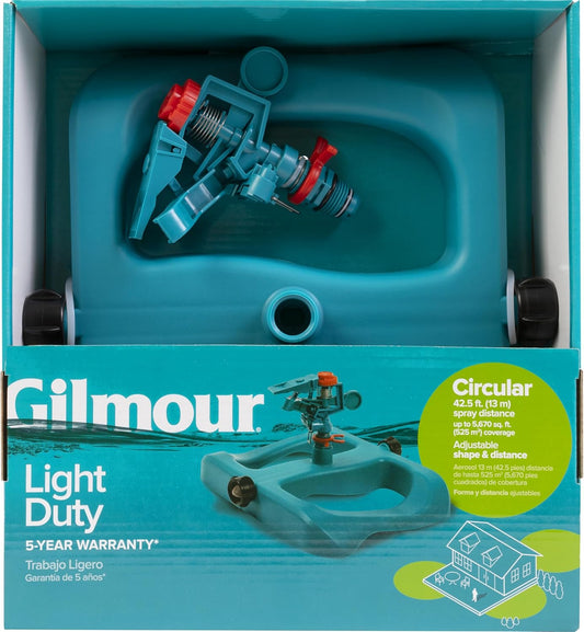 Light Duty Circular Impact Sprinkler with Sled Base, Rotating Sprinkler Head with Adjustable Spray Pattern, Lawn Sprinkler for Large Area Coverage