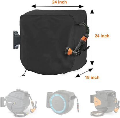 Wall Mounted Garden Hose Reels Covers Waterproof Outdoor Wall Mounted Retractable Hose Reel Dustproof Cover 24x18x24 inch (Only Cover)