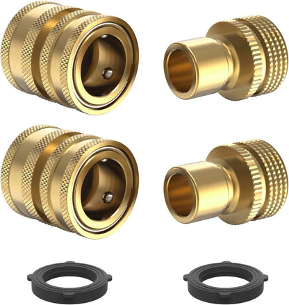 Heavy Duty 3/4'' Garden Hose Quick Connect Fittings, 2 Sets