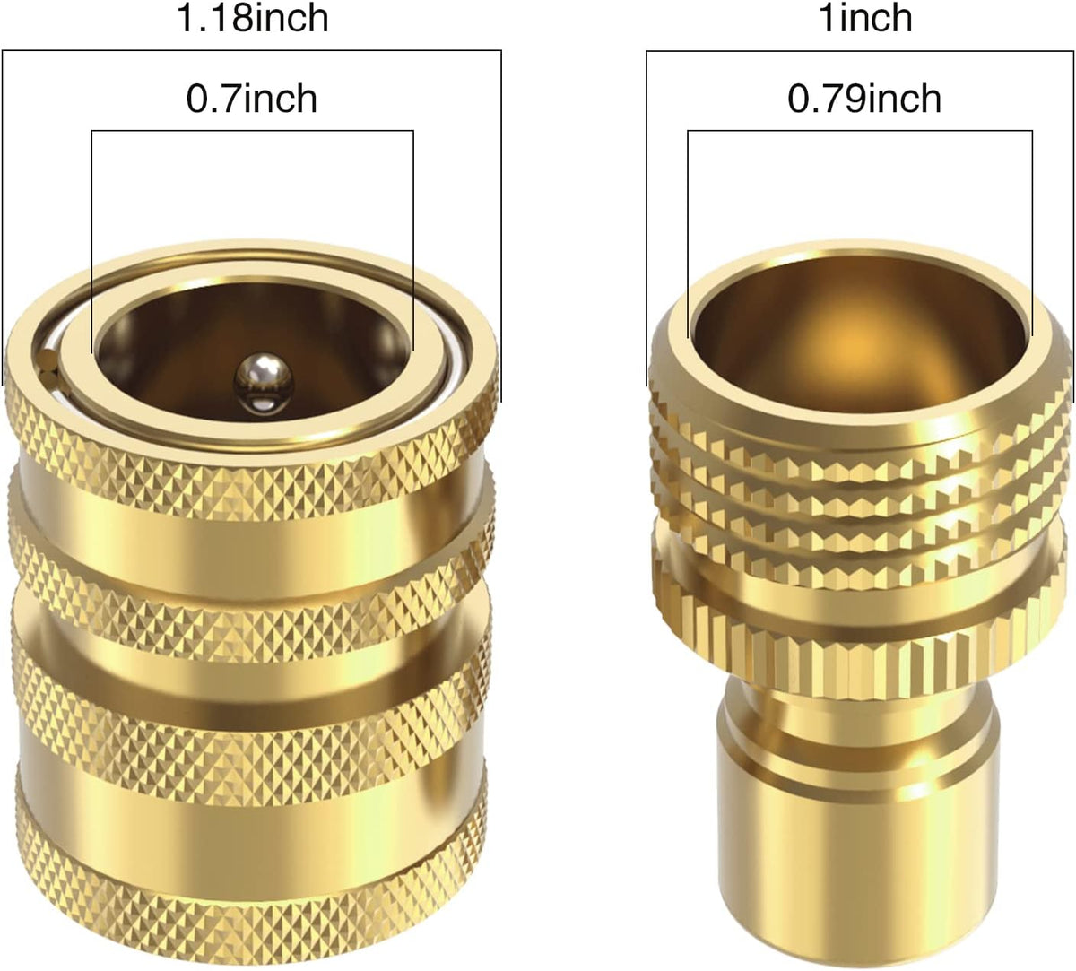 Heavy Duty 3/4'' Garden Hose Quick Connect Fittings, 2 Sets