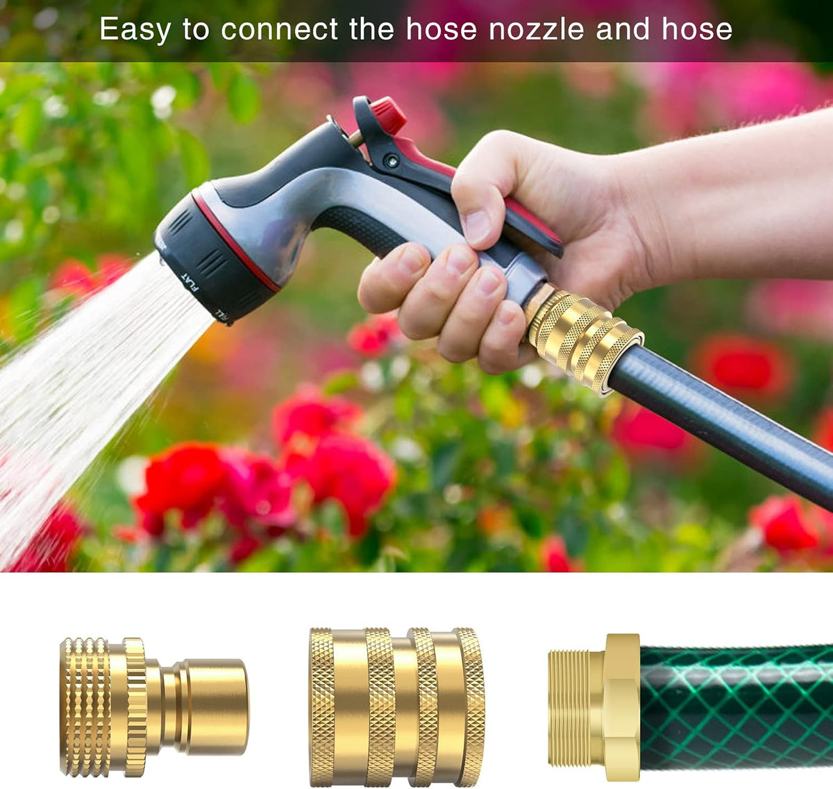 Heavy Duty 3/4'' Garden Hose Quick Connect Fittings, 2 Sets