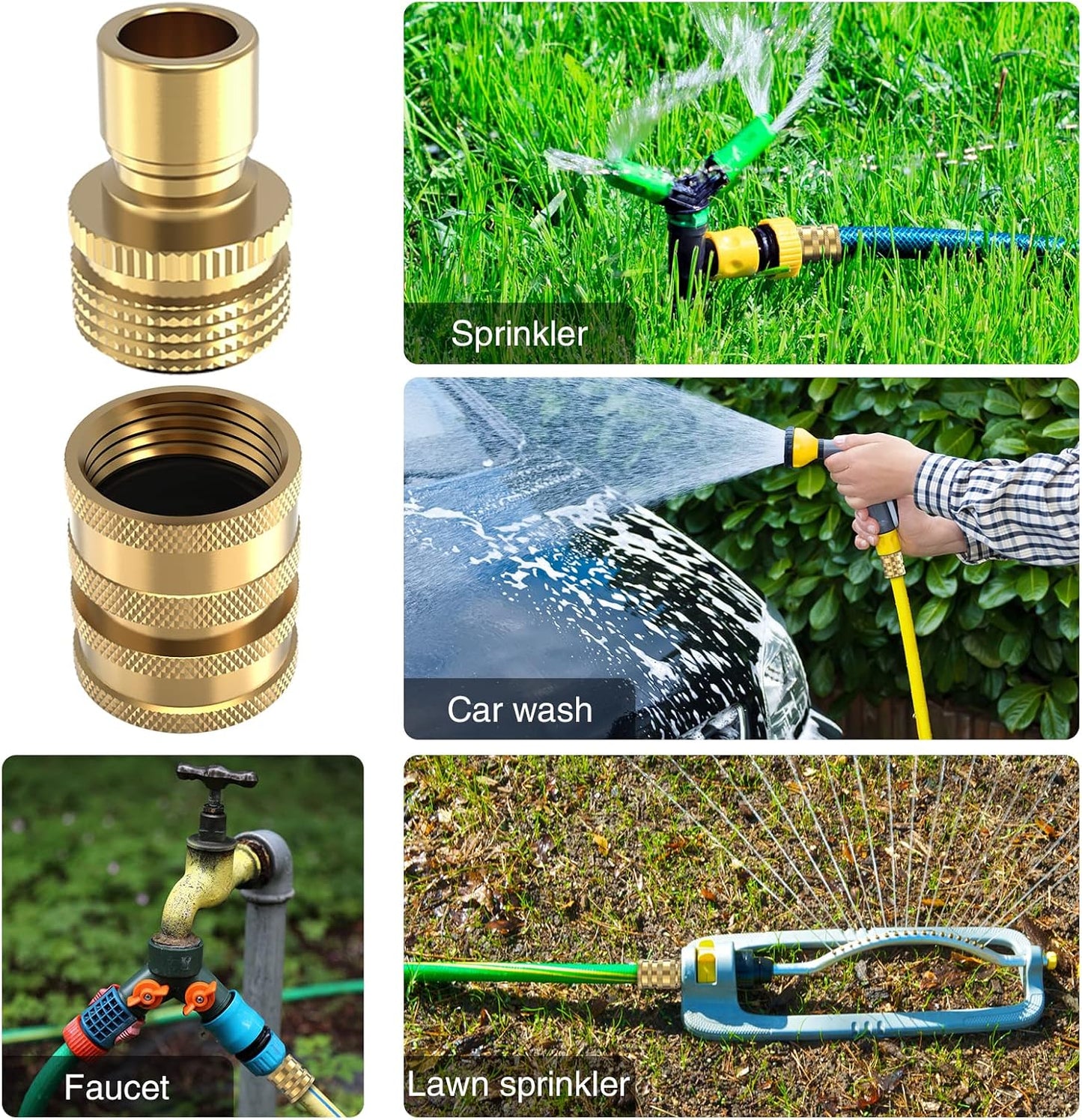 Heavy Duty 3/4'' Garden Hose Quick Connect Fittings, 2 Sets