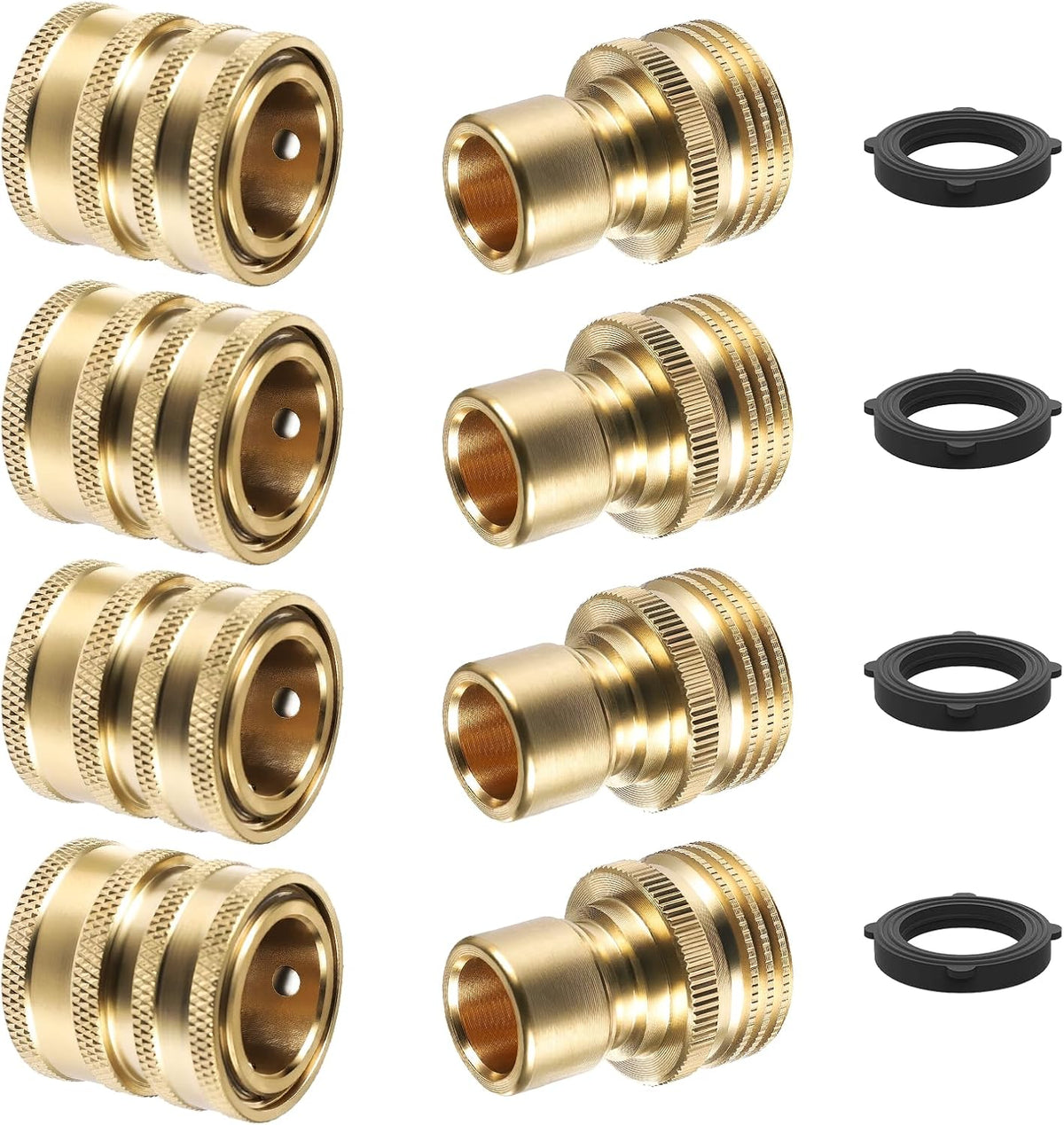 Heavy Duty 3/4'' Garden Hose Quick Connect Fittings, 2 Sets