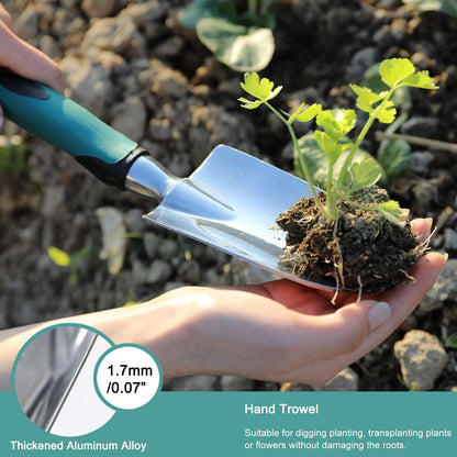 Garden Tools Set, 3 Piece Heavy Duty Gardening Tools Cast Aluminum with Soft Rubberized Non-Slip Handle, Durable Garden Hand Tools Garden Gifts for Men Women