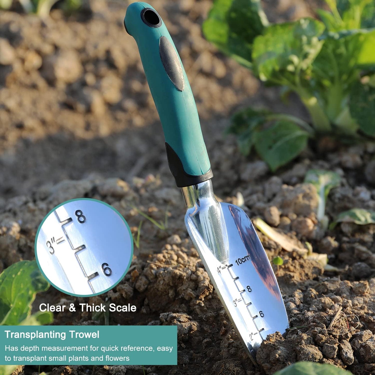 Garden Tools Set, 3 Piece Heavy Duty Gardening Tools Cast Aluminum with Soft Rubberized Non-Slip Handle, Durable Garden Hand Tools Garden Gifts for Men Women