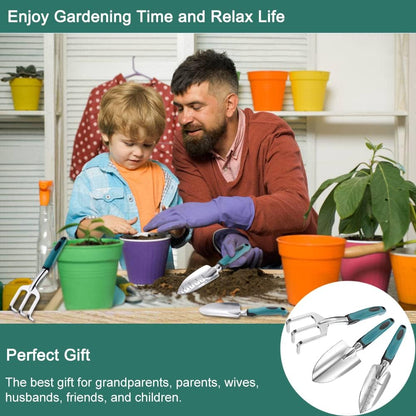 Garden Tools Set, 3 Piece Heavy Duty Gardening Tools Cast Aluminum with Soft Rubberized Non-Slip Handle, Durable Garden Hand Tools Garden Gifts for Men Women