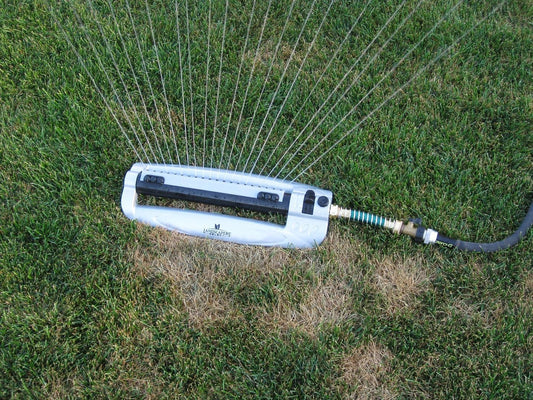 Metal Oscillating Lawn Sprinkler - Rust-Proof Aluminum Base - 4,100 Sq. Ft. Coverage - Easy Adjust Range Control - Built-in Spray Jet Cleaning Needle