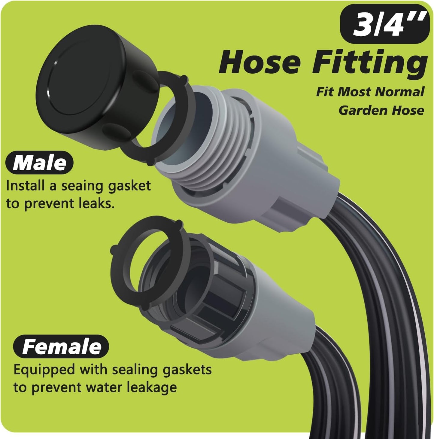 Sprinkler Hose with Holes, Flat Soaker Hoses 50 ft (25 ft 2pack) with Garden Staples and Splitters, PVC Drip Line Irrigation Watering Hoses for Lawn,Garden Beds (50 ft)