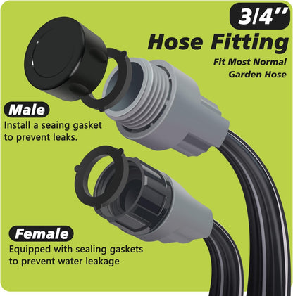 Sprinkler Hose with Holes, Flat Soaker Hoses 50 ft (25 ft 2pack) with Garden Staples and Splitters, PVC Drip Line Irrigation Watering Hoses for Lawn,Garden Beds (50 ft)