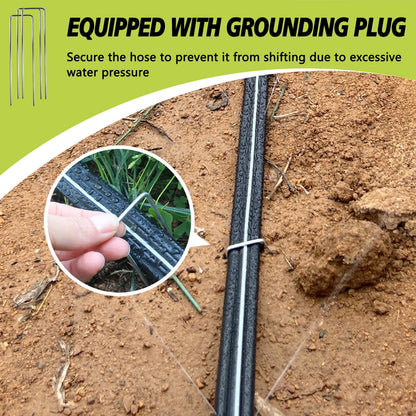 Sprinkler Hose with Holes, Flat Soaker Hoses 50 ft (25 ft 2pack) with Garden Staples and Splitters, PVC Drip Line Irrigation Watering Hoses for Lawn,Garden Beds (50 ft)