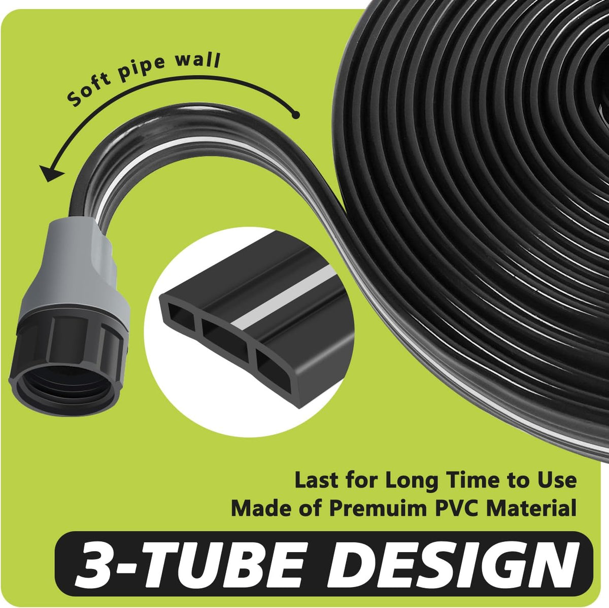 Sprinkler Hose with Holes, Flat Soaker Hoses 50 ft (25 ft 2pack) with Garden Staples and Splitters, PVC Drip Line Irrigation Watering Hoses for Lawn,Garden Beds (50 ft)
