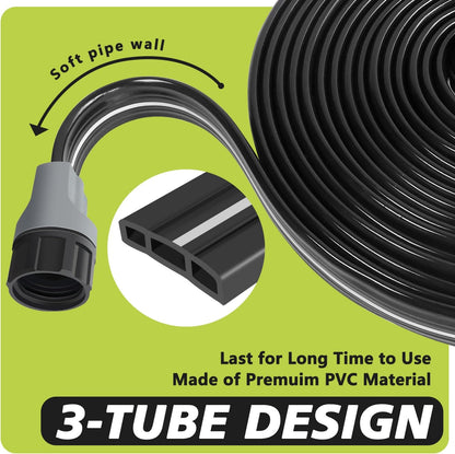 Sprinkler Hose with Holes, Flat Soaker Hoses 50 ft (25 ft 2pack) with Garden Staples and Splitters, PVC Drip Line Irrigation Watering Hoses for Lawn,Garden Beds (50 ft)