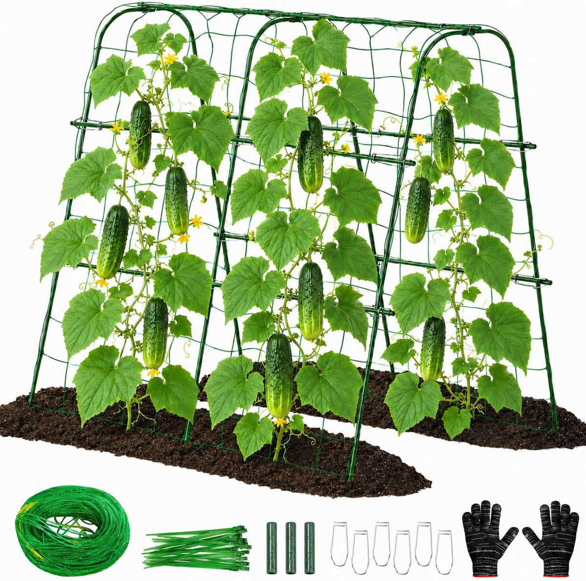 Cucumber Trellis for Raised Garden Bed, 48x48inch, Green