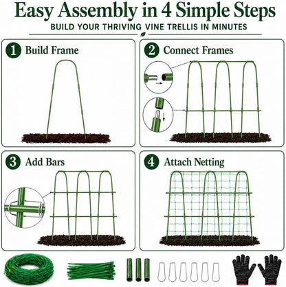 Cucumber Trellis for Raised Garden Bed, 48x48inch, Green