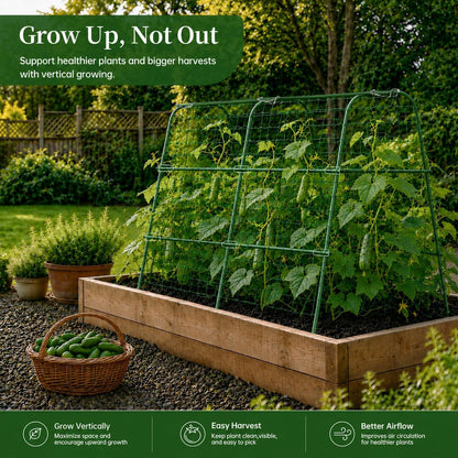 Cucumber Trellis for Raised Garden Bed, 48x48inch, Green