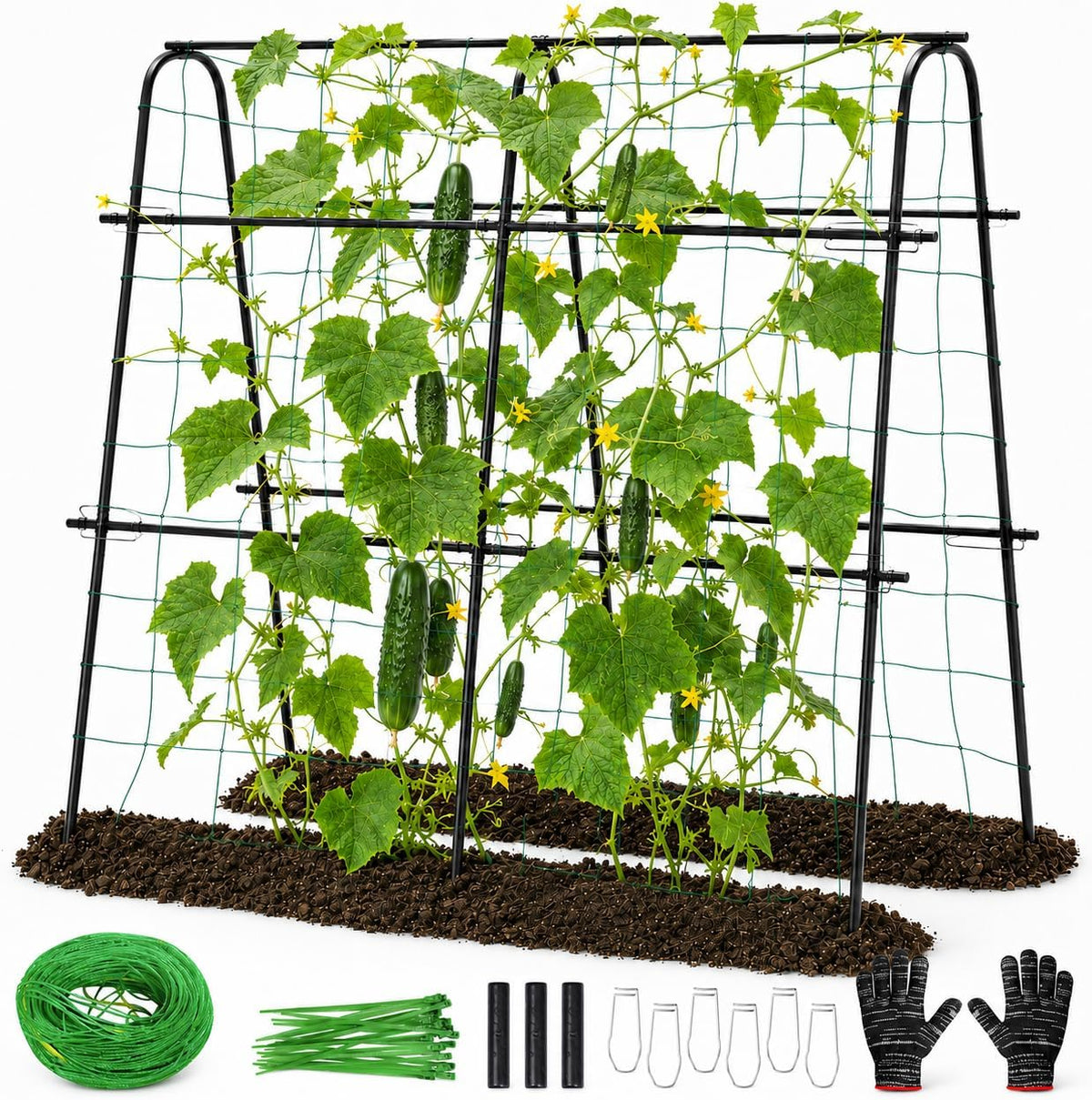 Cucumber Trellis for Raised Garden Bed, 48x48inch, Green